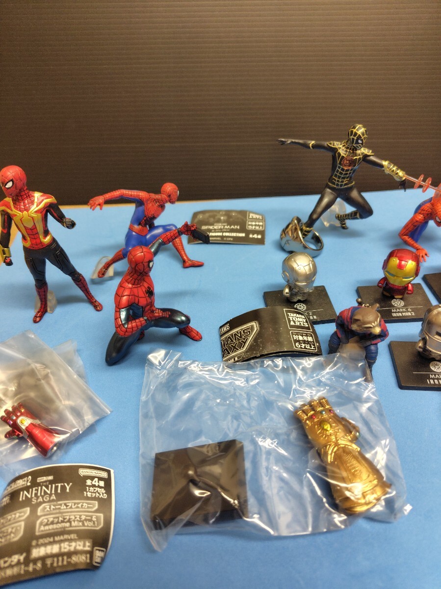 アベンジャーズ、インフィニティ、スパイダーマン、ロケット、アイアンマン未開封、開封組み立て済みガチャポンジャンク品拍卖