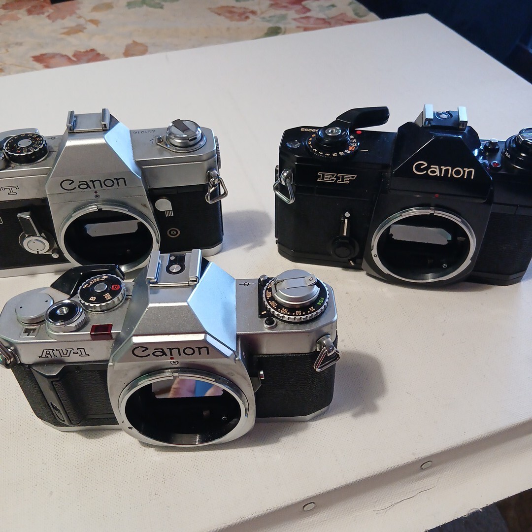 D166 Canon キャノン 一眼レフ フィルムカメラ EF FT AV-1 動作未確認 ジャンク扱いにて拍卖