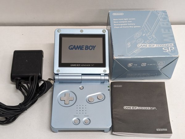 ★ほぼ完品/動作確認済★ ゲームボーイアドバンスSP パールブルー AGS-001 GB/GBC/GBA対応 本体 充電器付 箱説付 GBASP 任天堂 D91拍卖