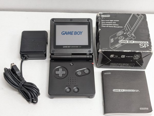 ★ほぼ完品/動作確認済★ ゲームボーイアドバンスSP オニキスブラック AGS-001 GB/GBC/GBA対応 充電器付 箱説付 GBASP 保護シール付 D92拍卖