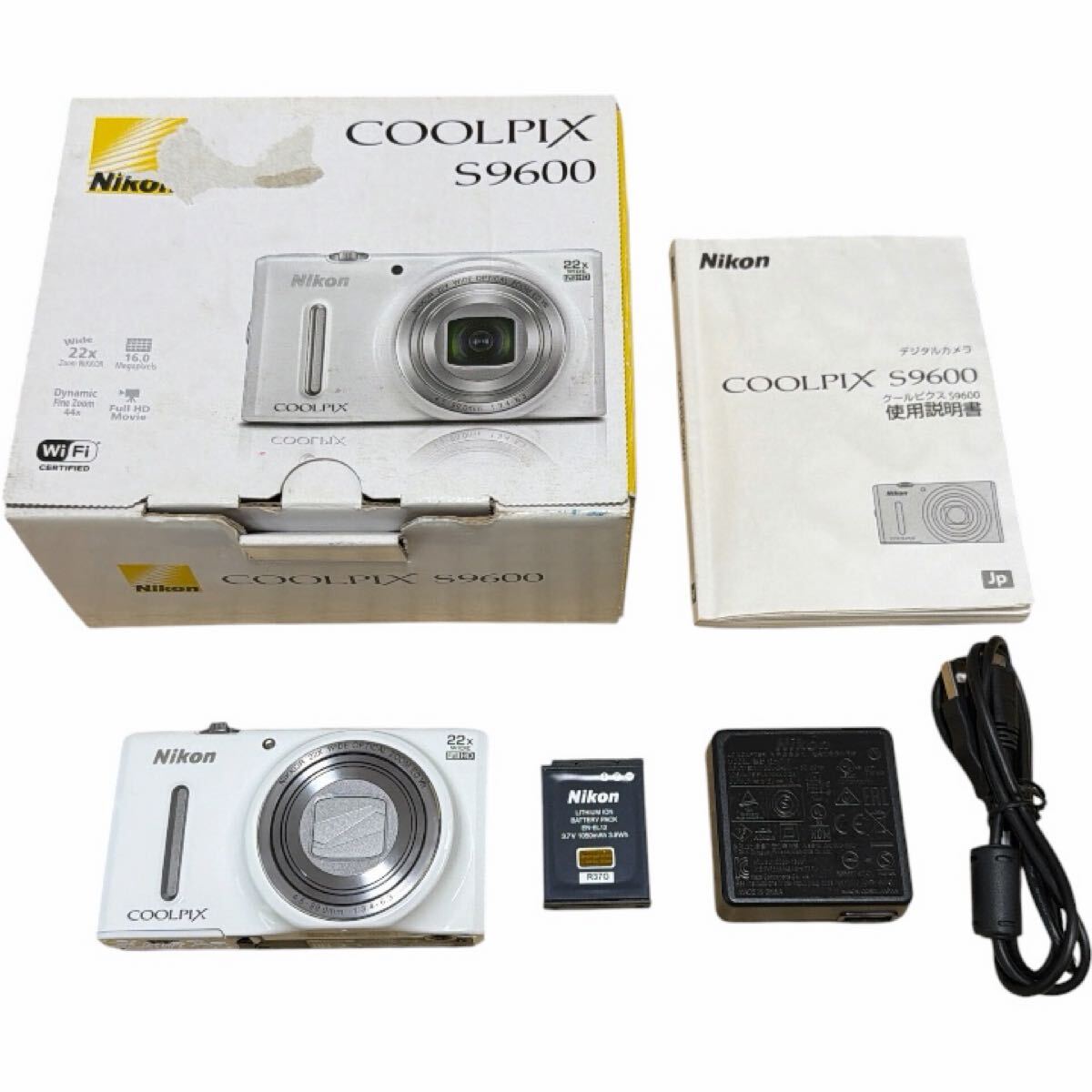 ★1円〜【極美品】 Nikon COOLPIX ニコン クールピクス コンパクト デジタルカメラ S9600 ホワイト デジカメ う!拍卖
