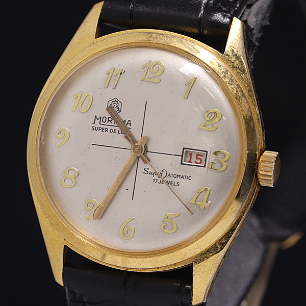 1円 稼働 Mortima Super De Luxe 17石 デイト 手巻き シルバー文字盤 メンズ腕時計 2550000 7ERY MTM拍卖