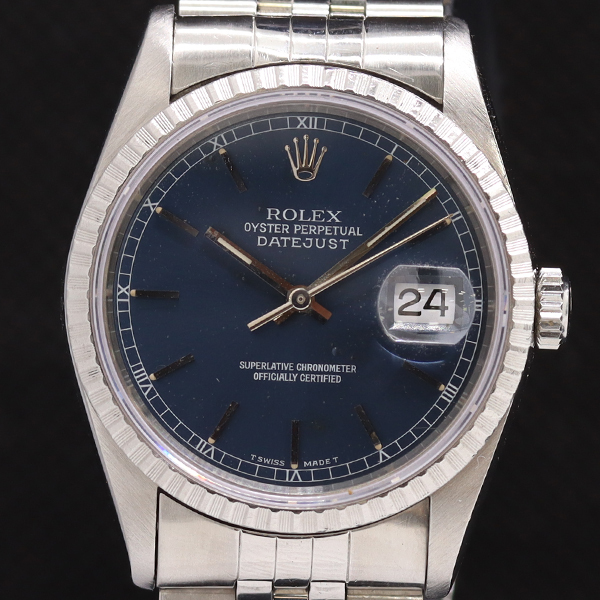 1円 稼働 良品 ロレックス デイトジャスト 16220 5629747 AT/自動巻 デイト ネイビー文字盤 メンズ腕時計 0567270 7PRT KZK拍卖
