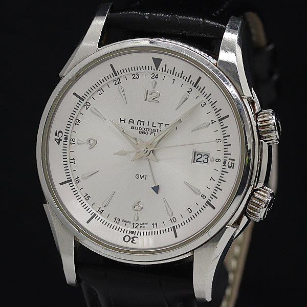 1円 稼働 ハミルトン ジャズマスター トラベラー GMT H326250 AT/自動巻 シルバー文字盤 デイト 裏スケ メンズ腕時計 2000000 7BGT TAM拍卖