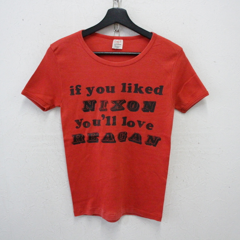 a682 70sビンテージ STEDMAN メッセージ 半袖プリントTシャツ USA製■1970年代製 表記Lサイズ 赤 レッド アメカジ ストリート 古着 激安拍卖