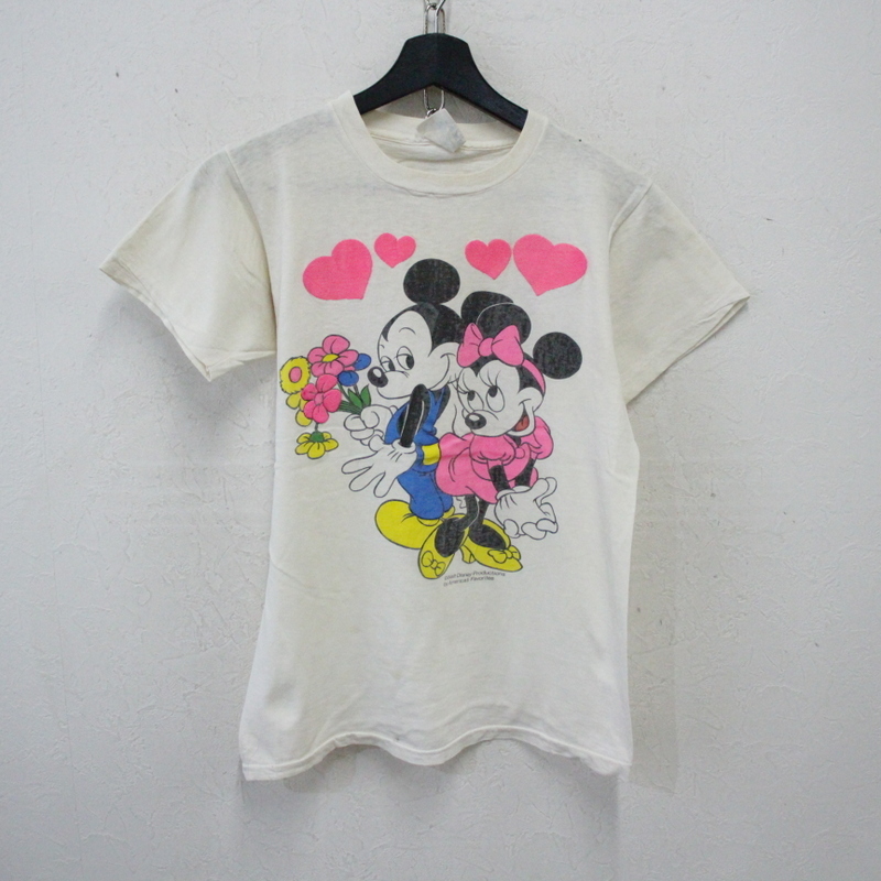 a688 80sビンテージ FAVORITE 半袖Tシャツ USA製■1980年代製 表記Sサイズ 白 ミニーマウス アメカジ ストリート 古着 激安 ヴィンテージ拍卖