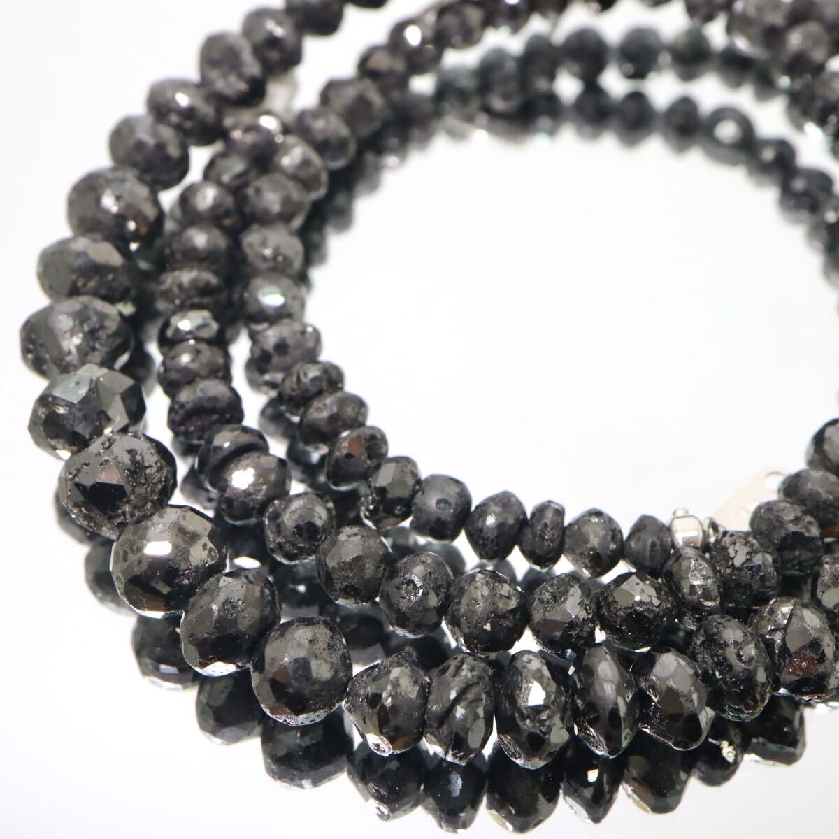 目玉商品!!K18WG!!100.0ct!!【ジュエリーマキ】■天然ブラックダイヤモンドネックレス■A約21.0g 約43.0+5.0cm black diamond DH0/EA0 U247拍卖