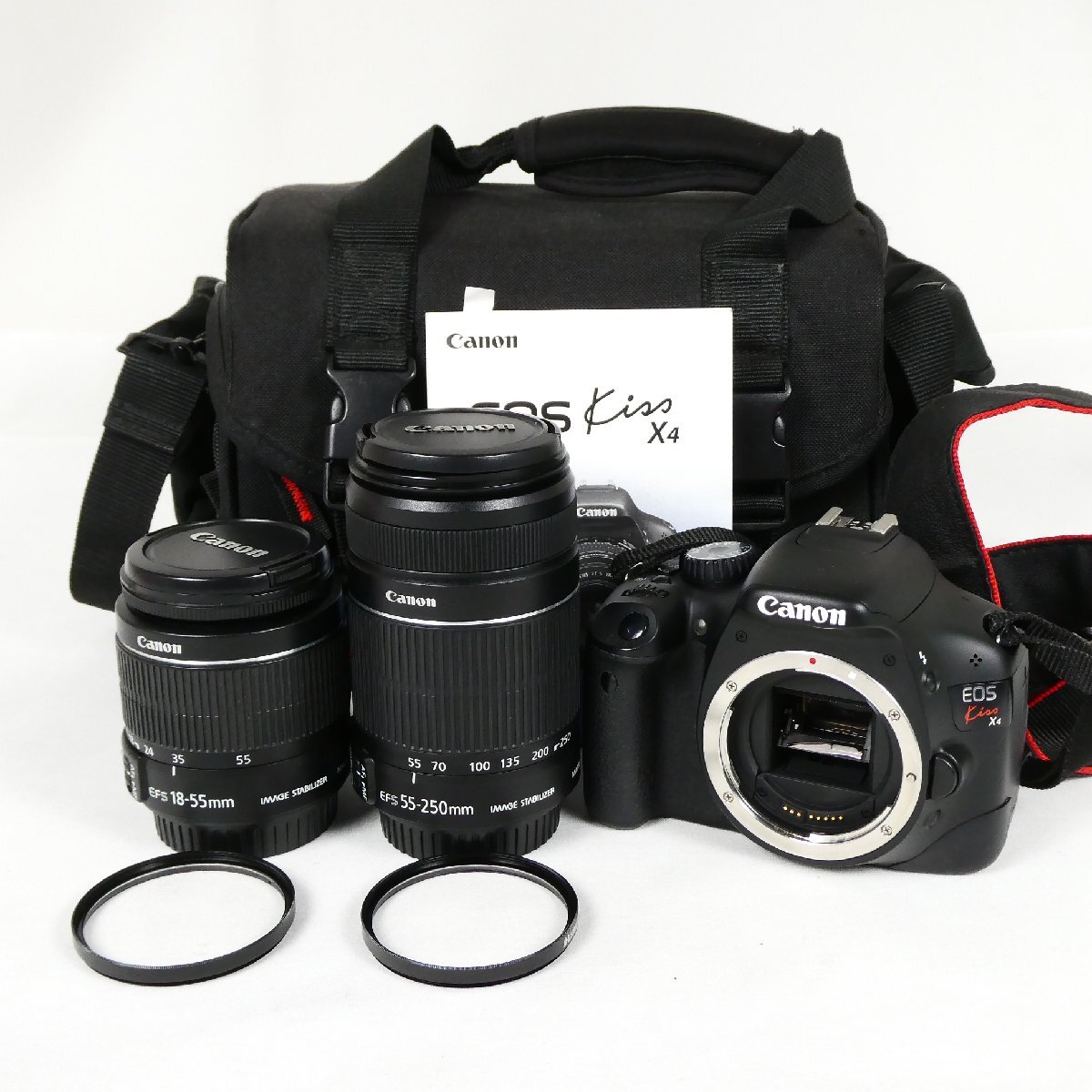 動作品 キヤノン Canon デジタル一眼レフカメラ EOS Kiss X4 EF-S 18-55mm F3.5-5.6 IS II・EF-S 55-250mm F4-5.6 IS II 中古■GF018s■拍卖