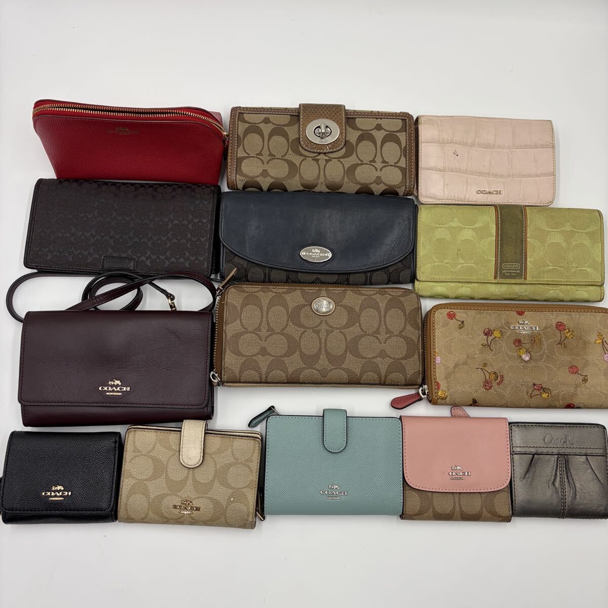 1円~ COACH コーチ 財布 ウォレット ポーチ シグネチャー キャンバス レザー 14点セット まとめ売り拍卖