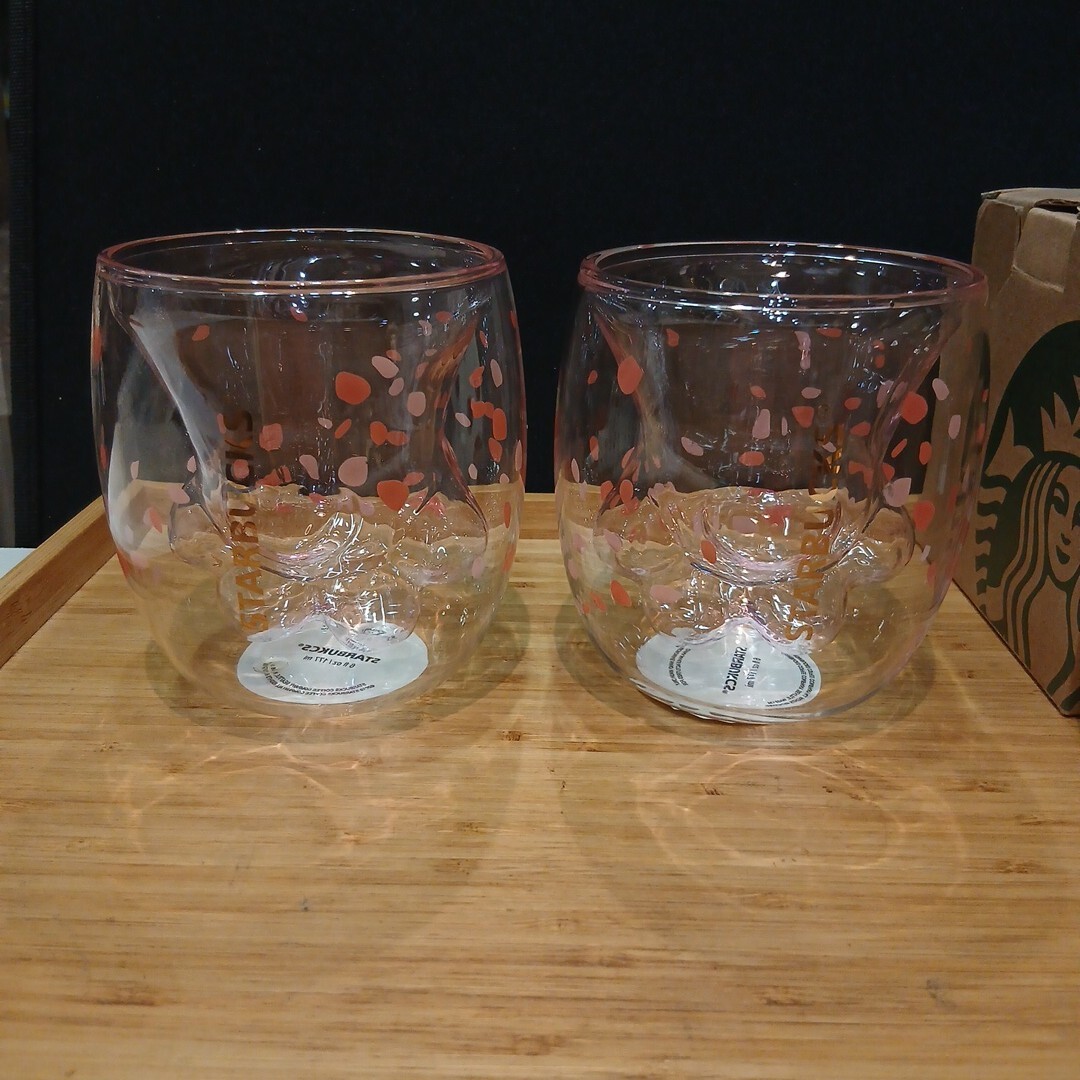 STARBUCKS スターバックス ダブルウォールグラス 猫の手 桜柄 2個セット拍卖