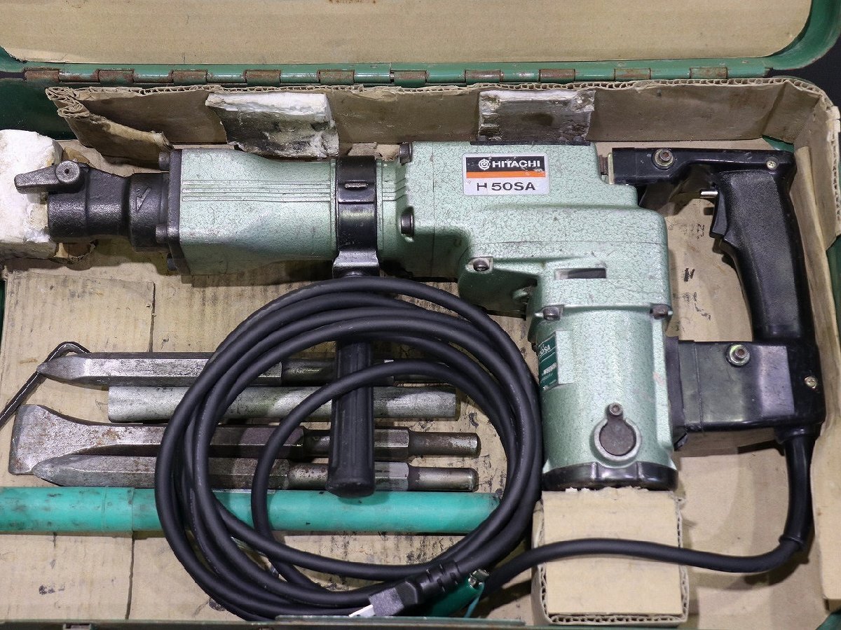 【質Banana】動作品 HITACHI/日立工機 H50SA 電動ハンマ 100V はつり 破砕 ハンマー ケース付き 現品限り♪拍卖