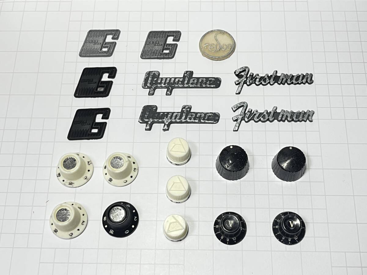 国産ヴィンテージギター パーツ再現品 エンブレム・ノブ 20点セット GRECO Guyatone Firstman ARIA 訳あり拍卖