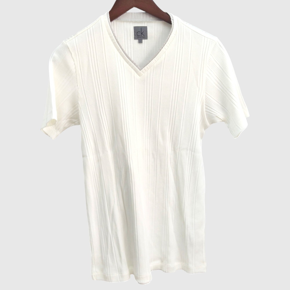 カルバンクライン 半袖 Vネックカットソー ホワイト Lサイズ ck Calvin Klein ◆2005拍卖