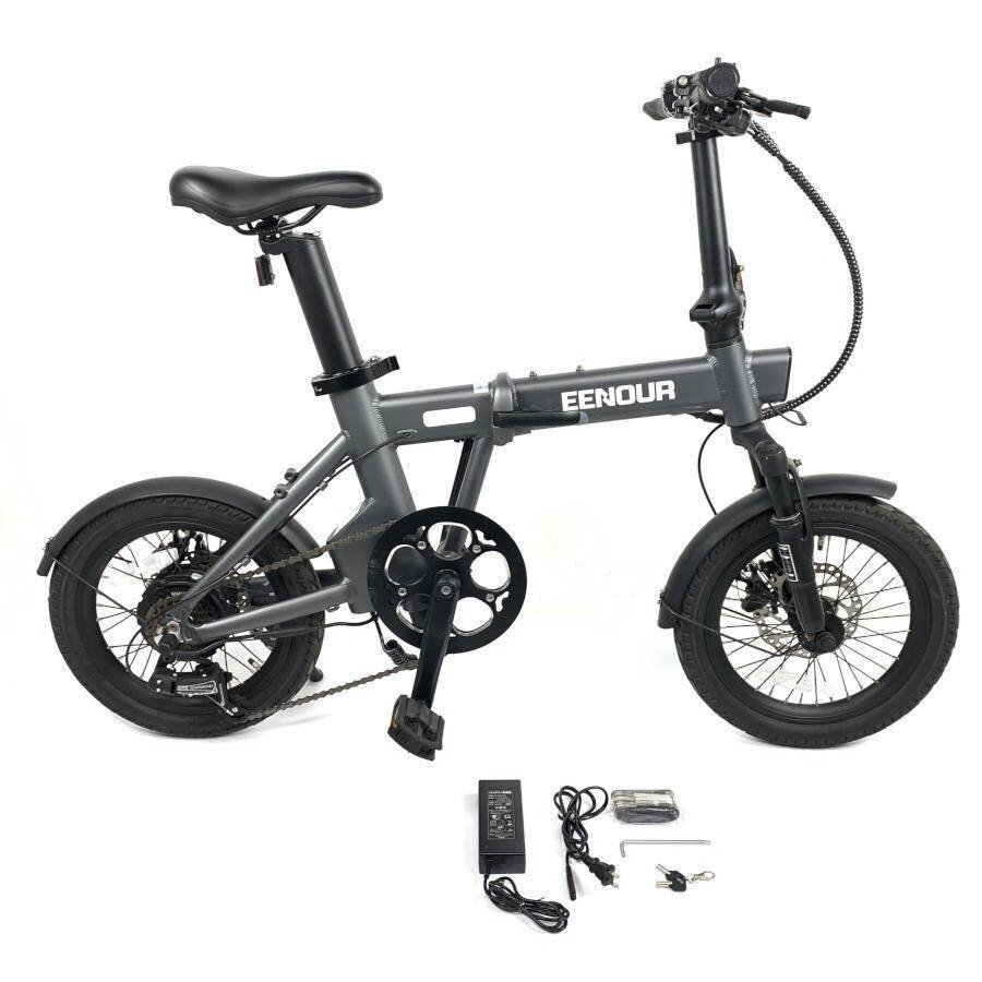 EENOUR イーノウ C1 折り畳み式電動アシスト自転車 タイヤサイズ:16インチ 重量:約21㎏ 最高速度:24km/h 鍵x2/工具一式/他付き*動作品拍卖