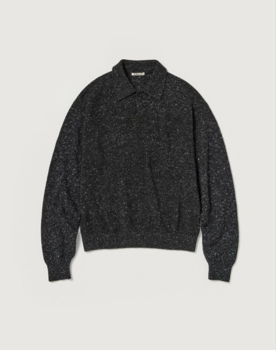 AURALEE オーラリー 26AW CASHMERE NEP KNIT POLO MIX BLACK サイズ3 新品拍卖