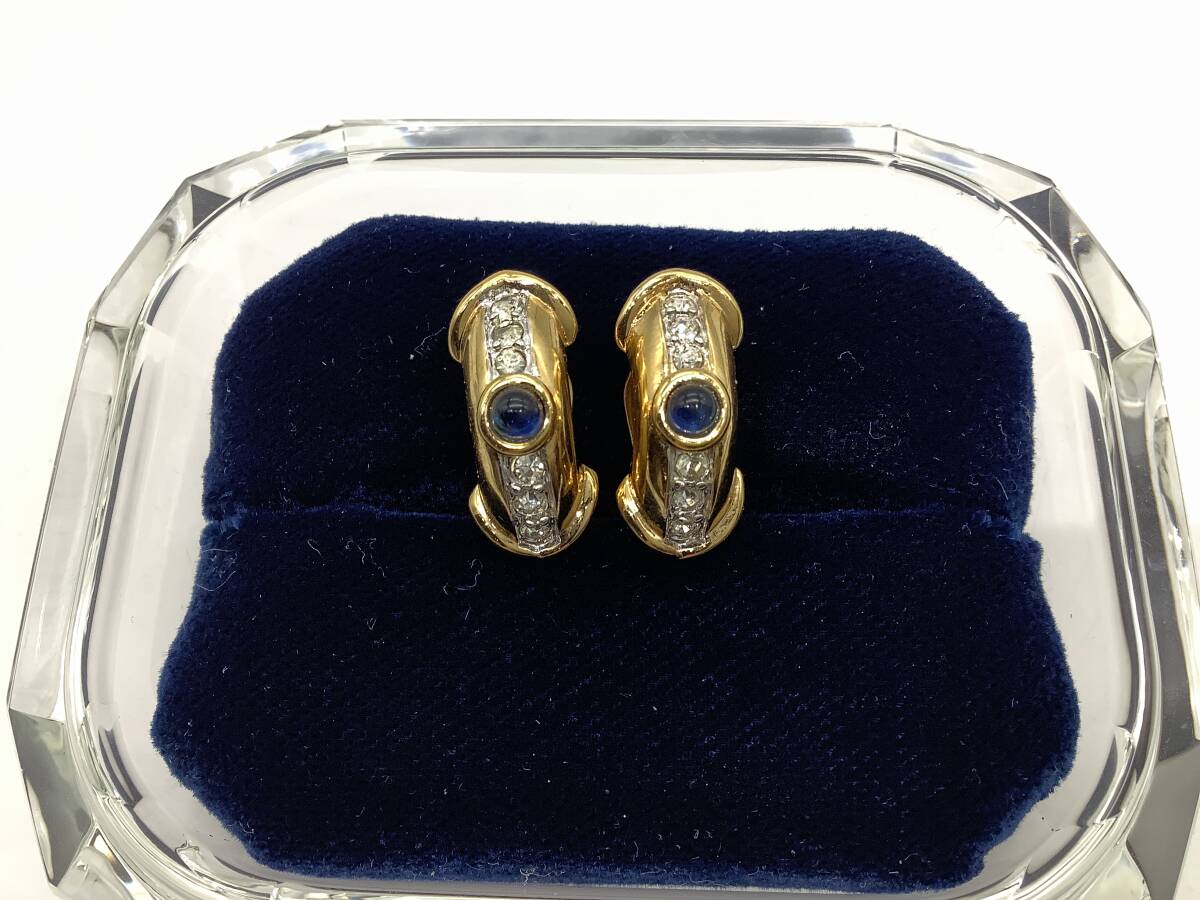 n8078 NINA RICCI ニナリッチ イヤリング ラインストーン ブルーストーン 青石 アクセサリー レディース 中古 保管品 一部破損有拍卖
