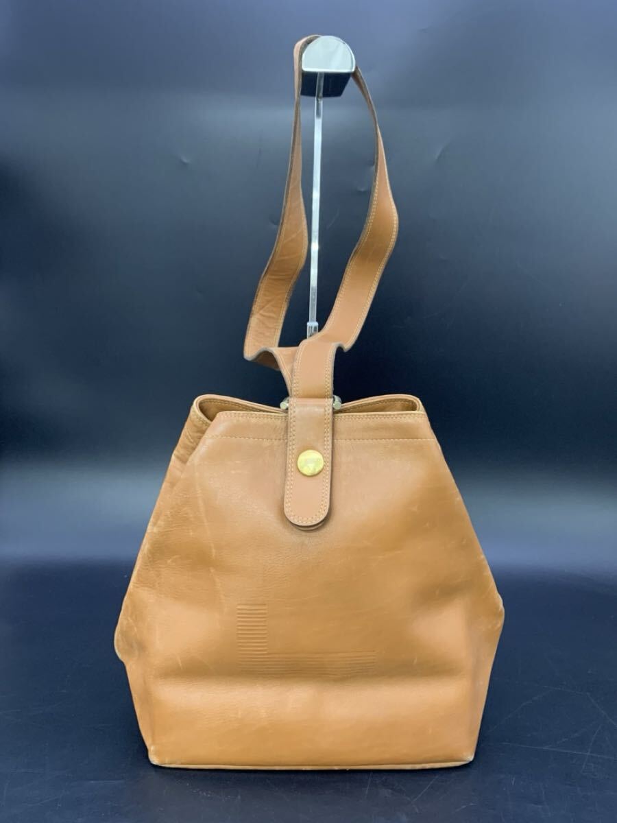 川端 7月 NO.252 LANCEL ランセル ショルダーバッグ キャメル バケツ型 レザー 内側汚れ目立つ 汚れ傷あり 109017 拍卖