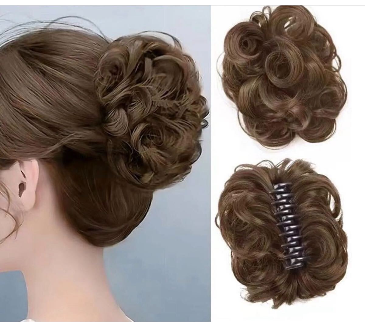 ヘアアレンジ バンスクリップ 付け髪ヘアクリップ 髪飾り つけ毛部分ウィッグ お団子 カ一ル 結婚式発表会ダンス和装へアエクステ ヘアクリ拍卖