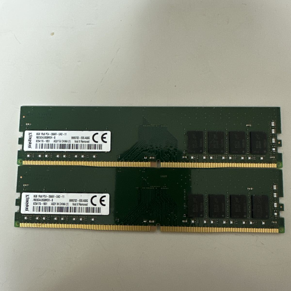 Kingston DDR4 16GB PC4-2666V デスクトップ用メモリ 8GB 2枚セット動作確認済みです。拍卖