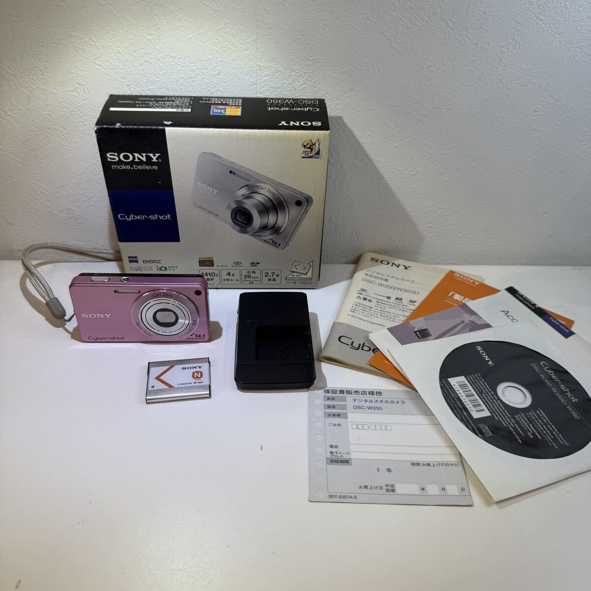 1円〜 SONY Cyber-shot DSC-W350 ピンク 14.1MP デジタルカメラ デジカメ 元箱 充電器 バッテリー付 動作品拍卖