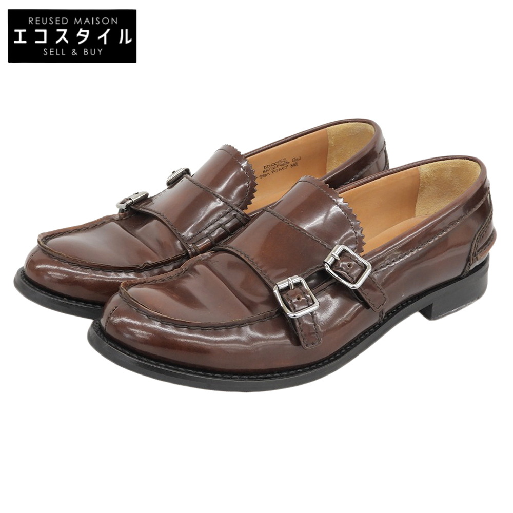 Church's チャーチ レザー BACKFORD ダブルモンクストラップ ローファー シューズ レディース ブラウン 38 1/2拍卖