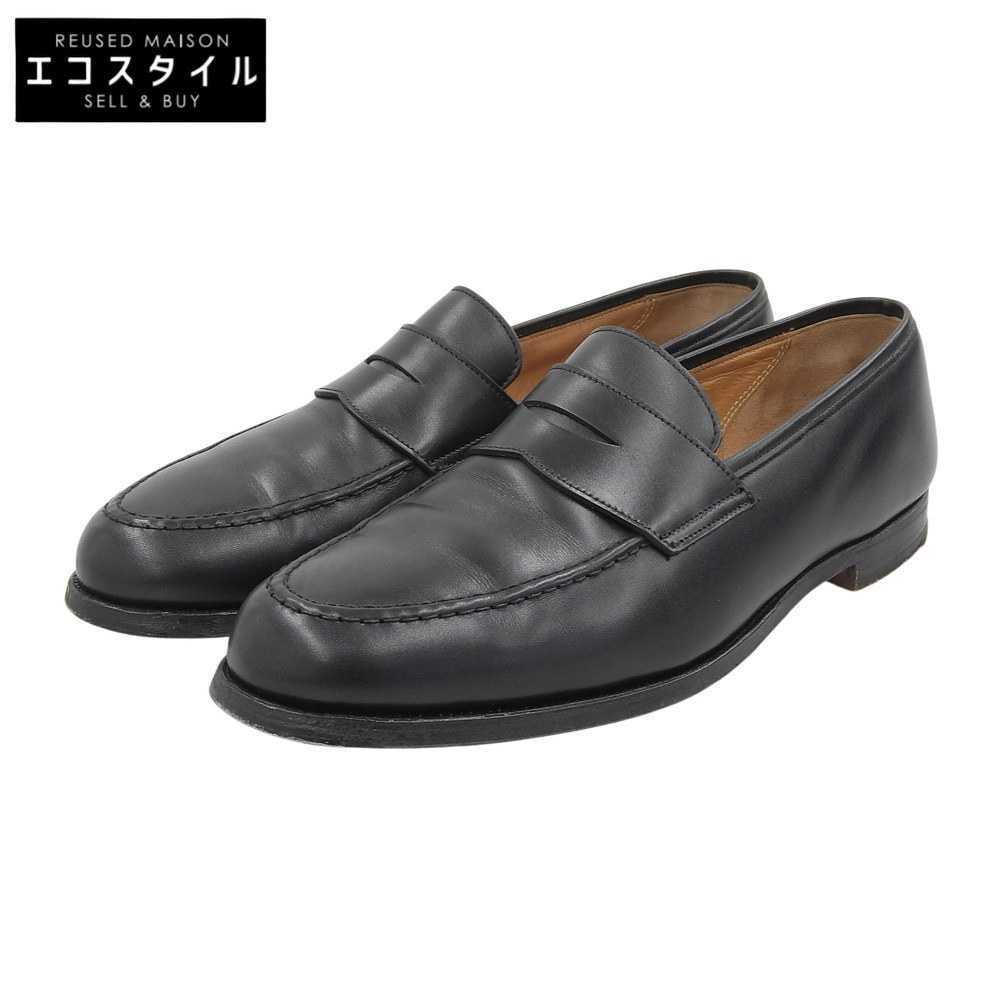 Crockett&Jones クロケット&ジョーンズ 376ラスト カーフスキン BOSTON2 コインローファー シューズ メンズ ブラック 9 1/2 E 6224拍卖