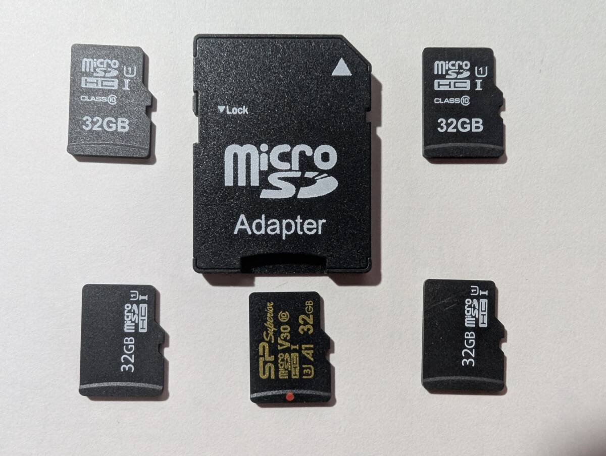 マイクロSDカード 中古品 32GB 5枚 フォーマット済み アダプター1個付拍卖