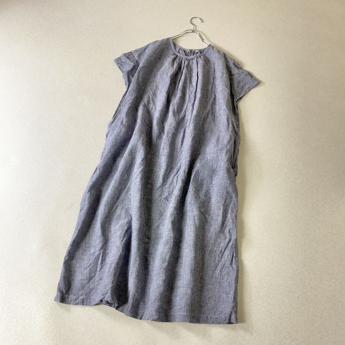 ◯ 無印良品 MUJI リネン100 % 麻 ギャザー ワンピース拍卖