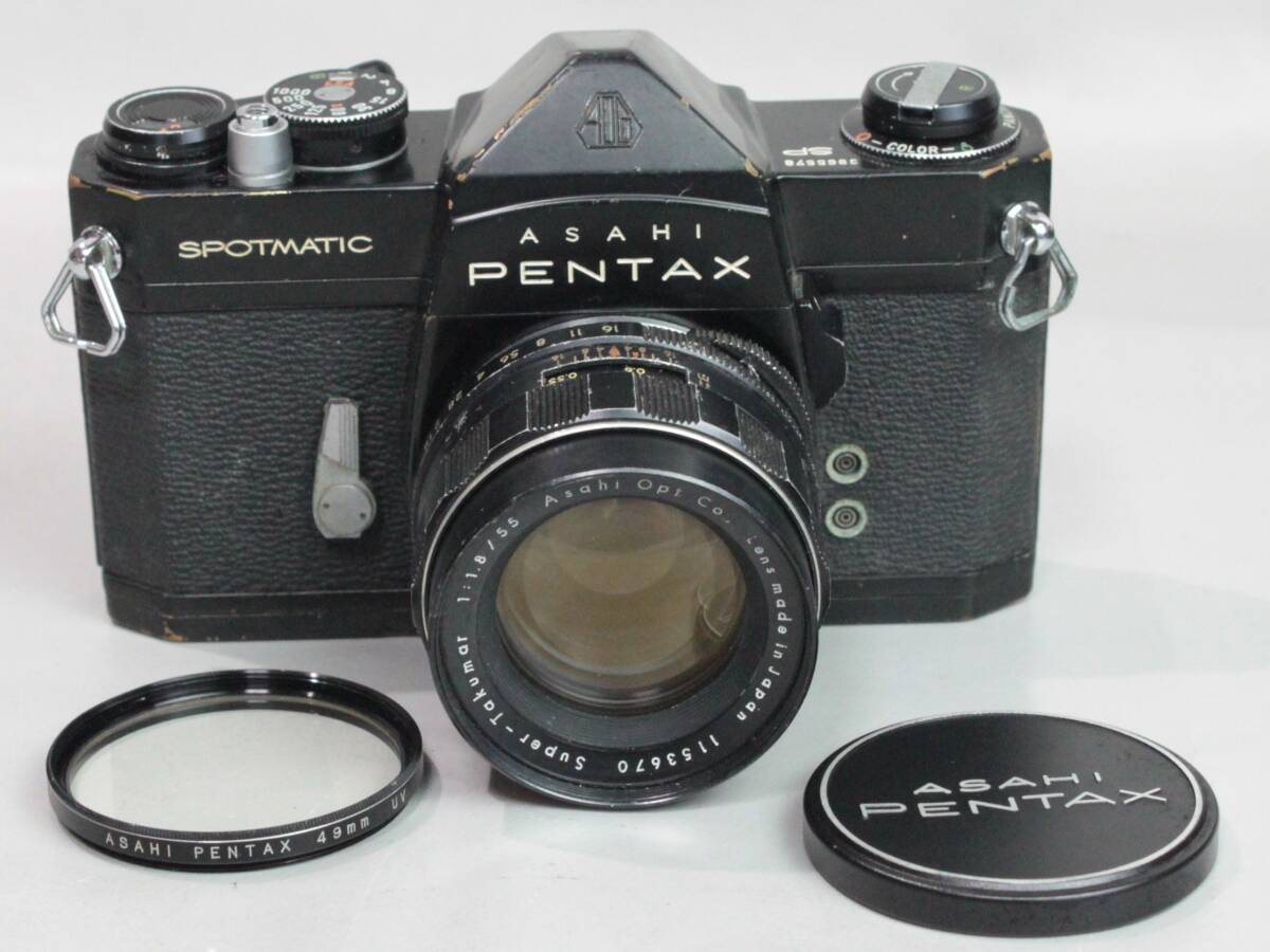 071812 【ジャンク品 ペンタックス】 PENTAX SP SPORTMATIC ブラック & Super-Takumar 55mm F1.8 付拍卖