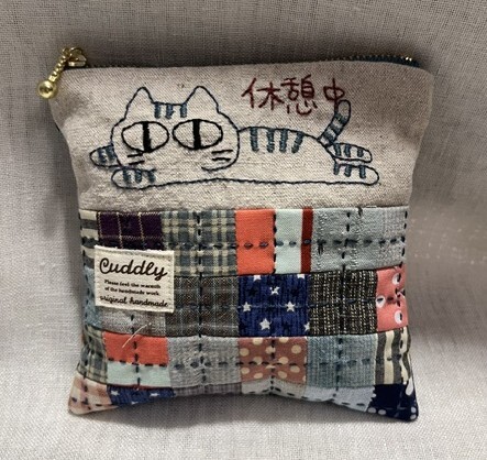 ぐーたらネコちゃん5 正方形ポーチ ハンドメイド 拍卖