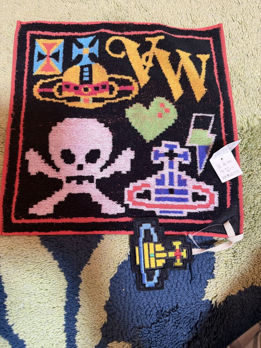 ネコポス可★未使用★Vivienne Westwood ヴィヴィアンウエストウッド タオルハンカチ ドットオーブ スカル タグ付き拍卖