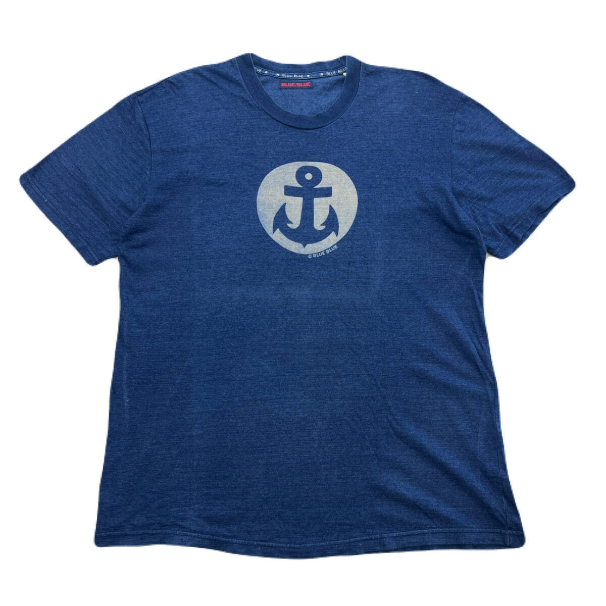 ブルーブルー BLUE BLUE メンズ サイズ3 Lサイズ ブルー インディゴ 半袖 Tシャツ イカリ アンカー 古着 アメカジ ハリラン HRM ●B586拍卖