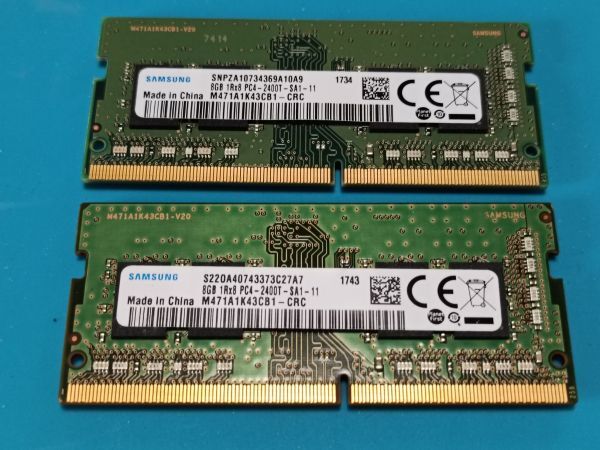 (BIOS確認済み)ノートPC用【SAMSUNG】8GB DDR4 PC4-2400T 8GBx2枚 計16GB No.3拍卖
