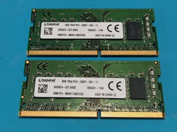(BIOS確認済み)ノートPC用【Kingston】 8GB 1Rx8 DDR4 PC4-2400T 8GBx2枚 計16GB No.16拍卖
