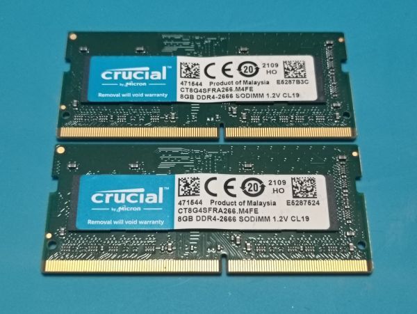 (BIOS確認済み)ノートPC用【crucal】8GB DDR4 PC4-2666 8GBx2枚 計16GB No.5拍卖