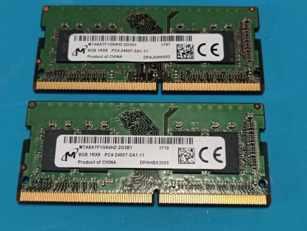 (BIOS確認済み)ノートPC用【Micron】 8GB 1Rx8 DDR4 PC4-2400T 8GBx2枚 計16GB No.16拍卖