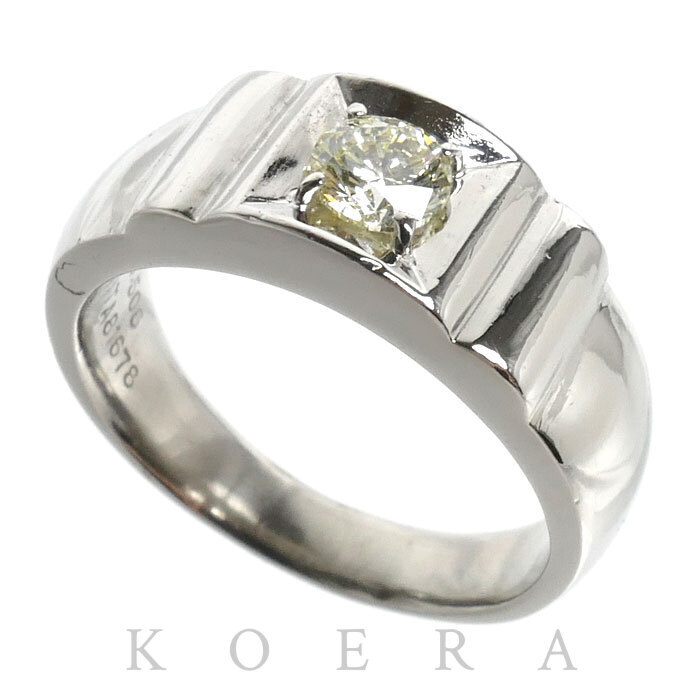Pt900プラチナ リング・指輪 ダイヤモンド0.506ct 20号 13.0g メンズ 中古拍卖