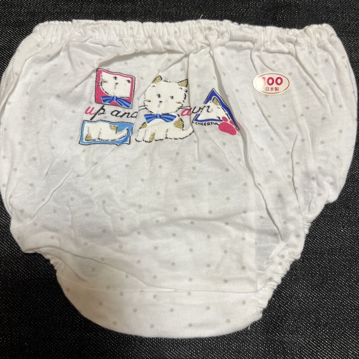 13 レトロ ショーツ 女児ショーツ 昭和レトロ スキャンティ 白 女の子 インゴム チビパン ねこ ネコ 猫 100cm 日本製 未使用拍卖