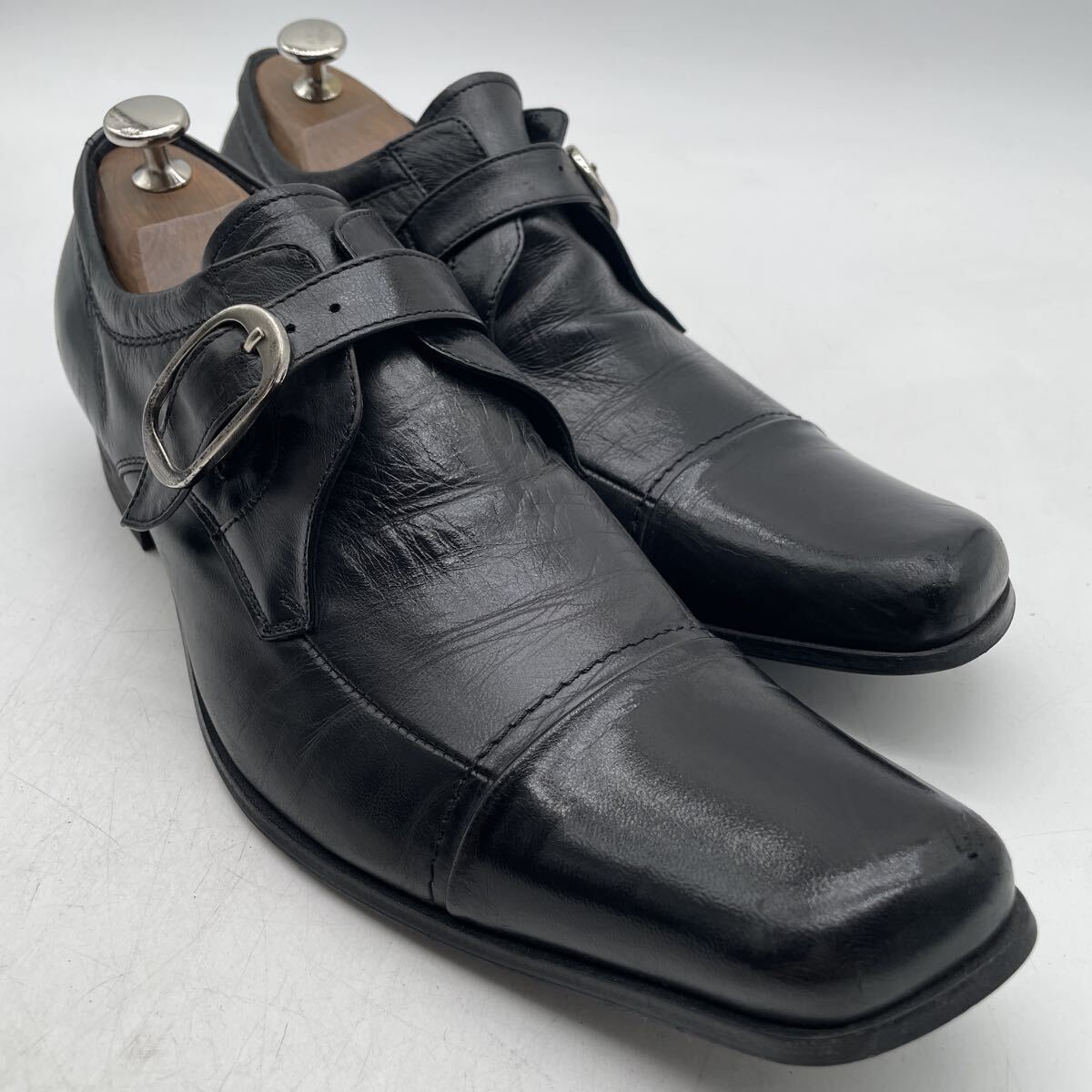 M86 KU-260617-473 KATHARINE HAMNETT キャサリンハムネット シングルモンク ビジネスシューズ ドレスシューズ ブラック メンズ 26.5cm拍卖