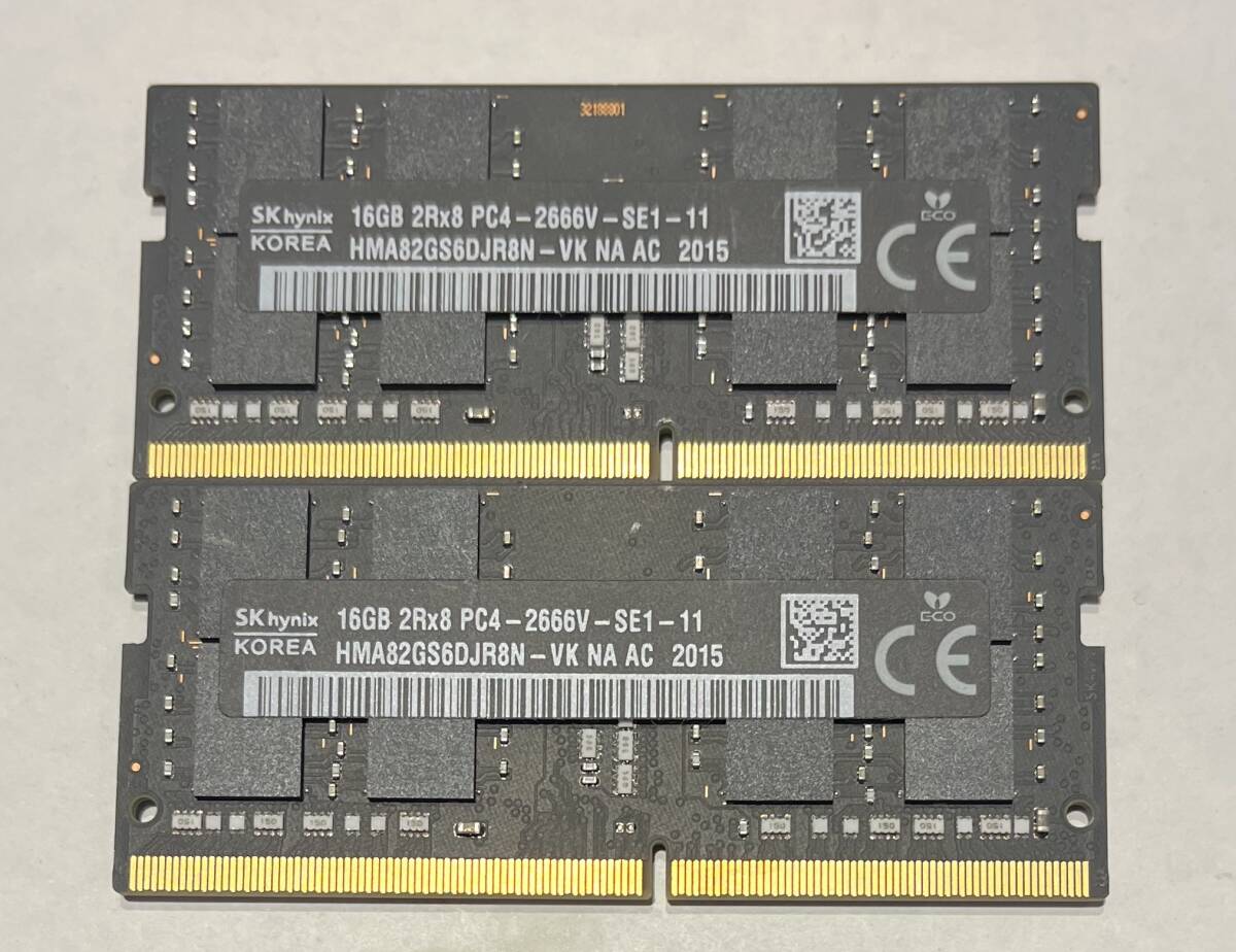 【ノートPC用メモリ】 SK hynix DDR4 PC4-25600 32GB (16GB×2枚セット) 3200拍卖