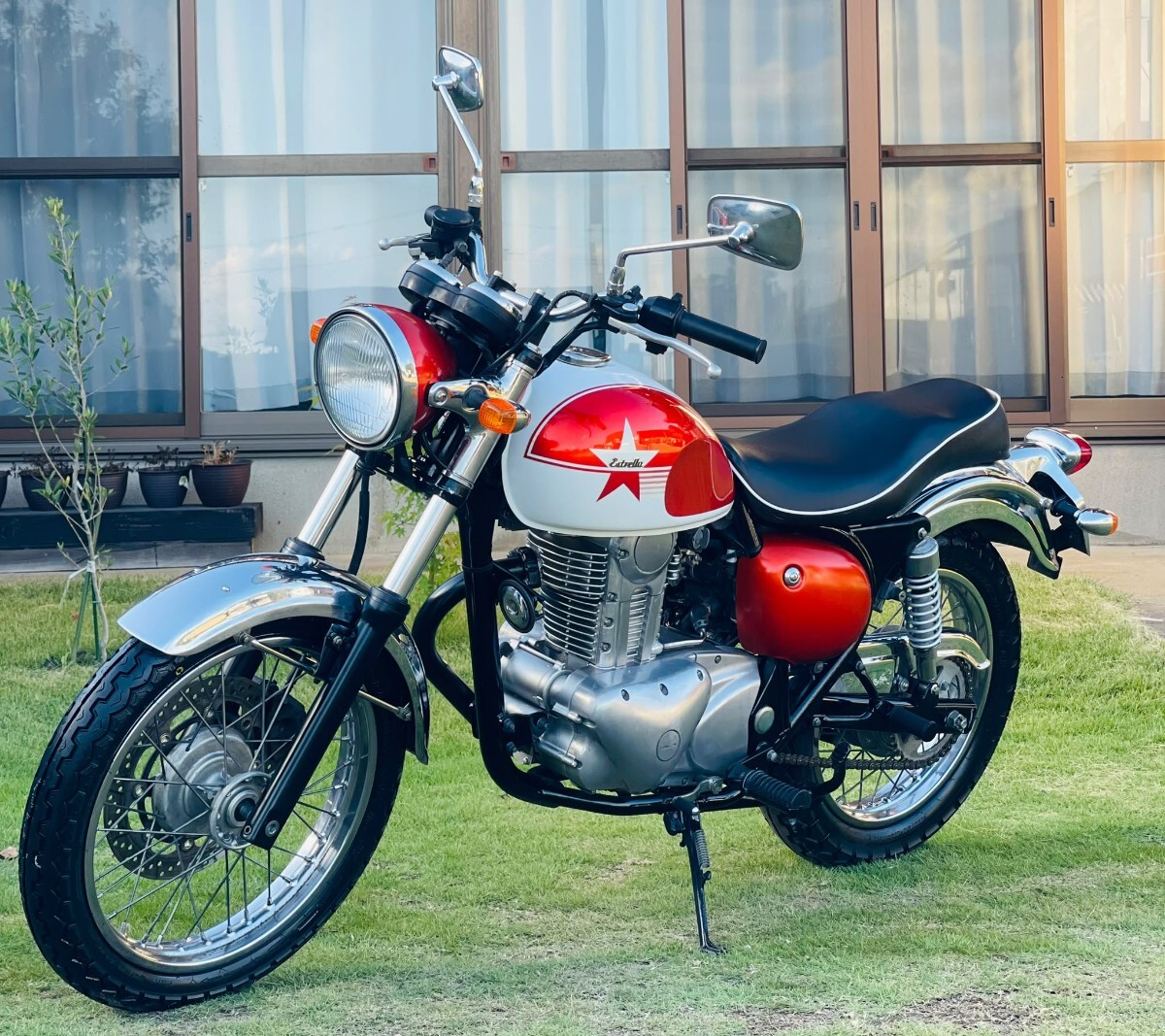 カワサキ、KAWASAKI 、BJ250A、FIインジェクションモデル, エストレヤ250、250cc,走行距離 15245キロ、新品タイ, 茨城県古河市 。拍卖