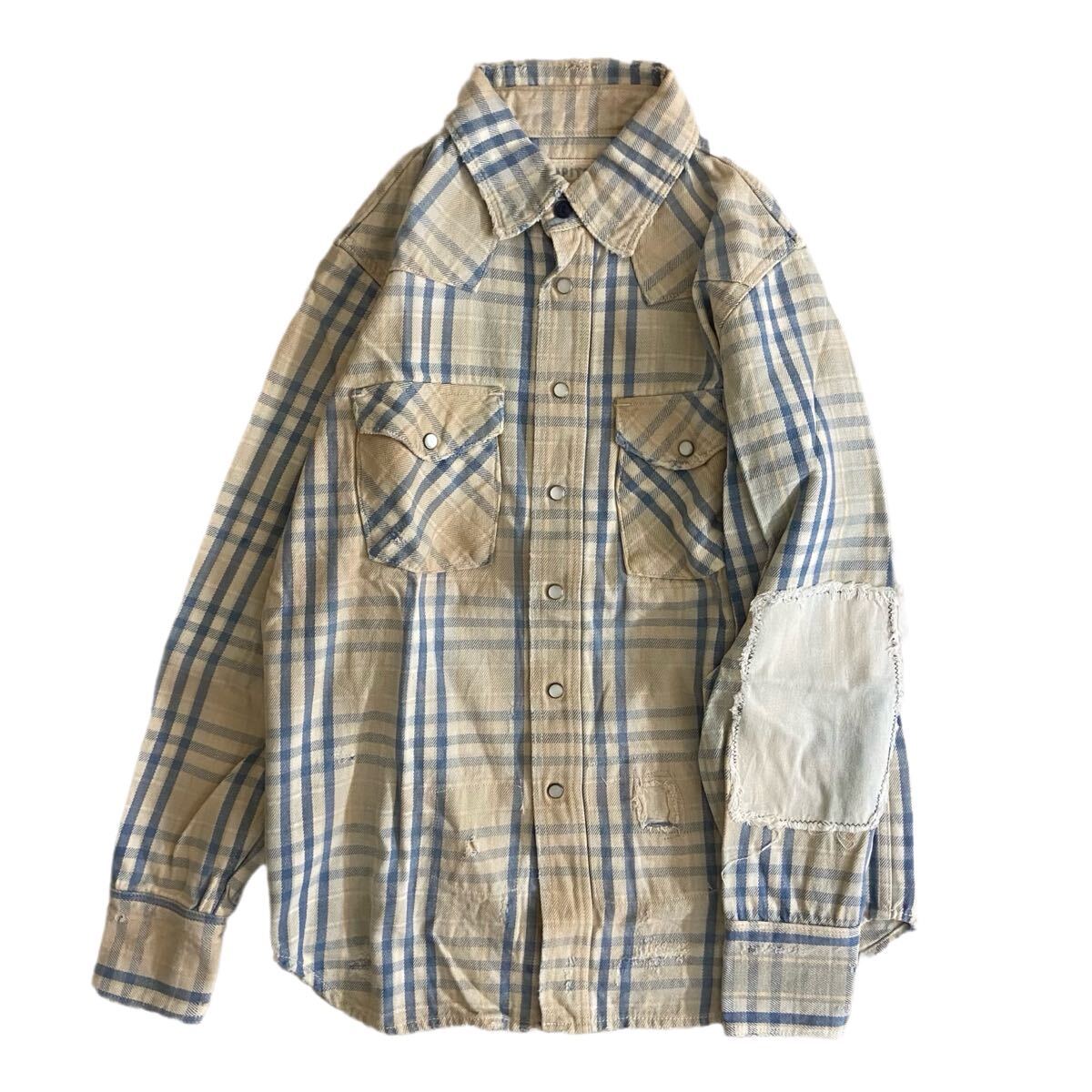 KAPITAL キャピタル ヴィンテージ加工 ダメージ チェック シャツ拍卖