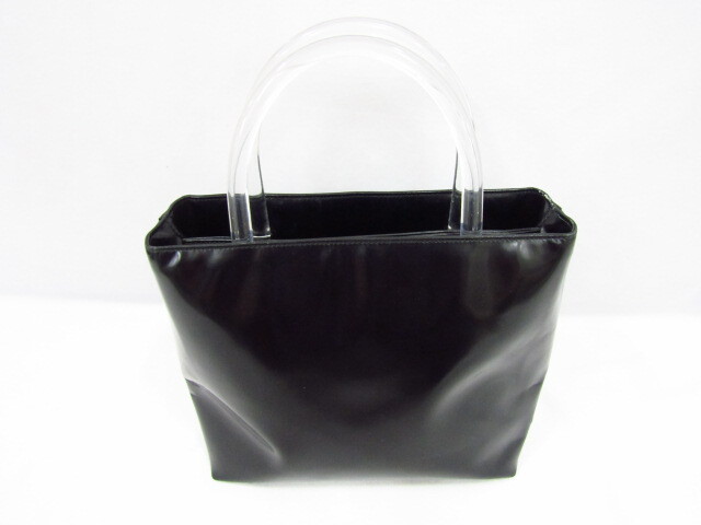 PRADA プラダ エナメルレザー ハンドバッグ トートバッグ 黒 ブラック アイコン ロゴ 中古品★141587拍卖
