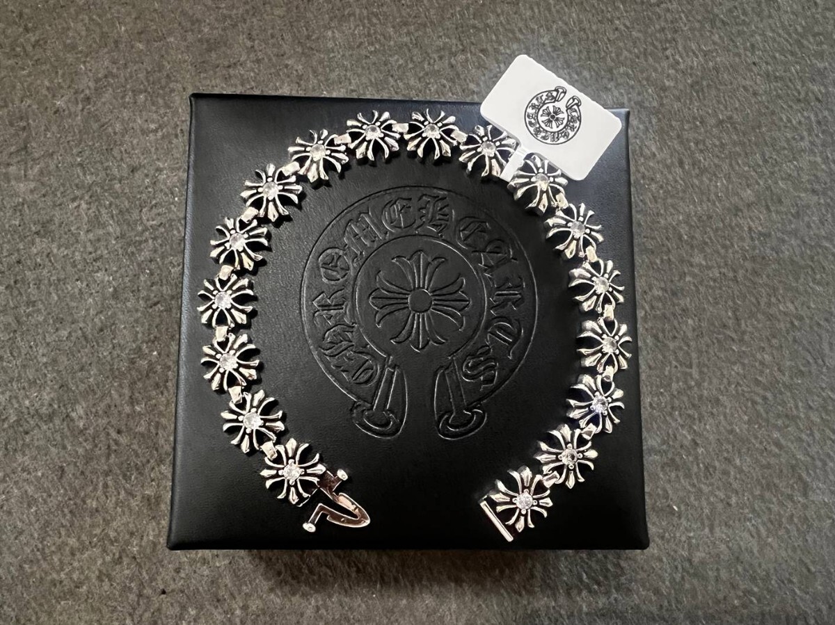 Chrome Hearts(クロムハーツ) シルバー925 ブレスレット 長さ約21cm クロス アクセサリー 男女兼用 拍卖