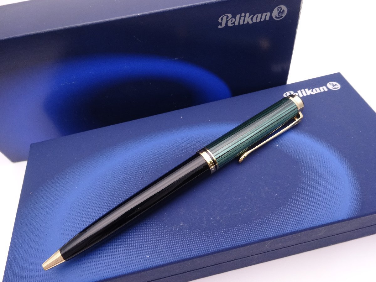 PELIKAN スーベレーン K800 グリーンストライプ ボールペン ツイスト式 筆記用具 文房具 文具 付属品有/箱付 ペリカン 1円~ T2263拍卖