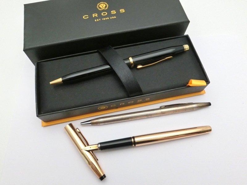 CROSS 3点まとめ 万年筆 ペン先14K 585刻印有 14KGF/ボールペン STERLING SILVER ツイスト式 他 クロス 筆記用具 文房具 1円~ I0866拍卖