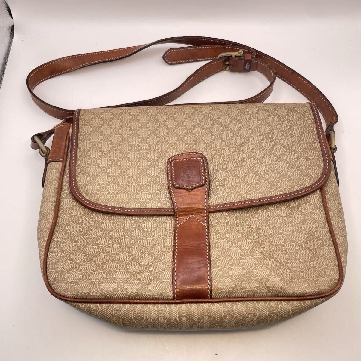 H セリーヌ CELINE マカダム柄 ショルダーバッグ M06 おしゃれ ヴィンテージ レザー ブランド レディース モノトク拍卖