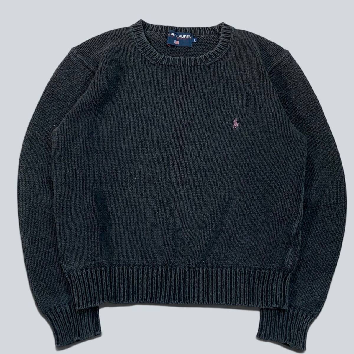 【1円】Ralph Lauren ラルフローレン 長袖 ニット セーター L ブラック KT60-D5-KG拍卖