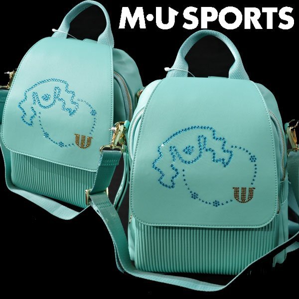 新品1円~★定価1.7万 M・U SPORTS エムユースポーツ 3WAY デュアルレザービジューロイヤルバックパック リュック ショルダー◆B6393◆拍卖