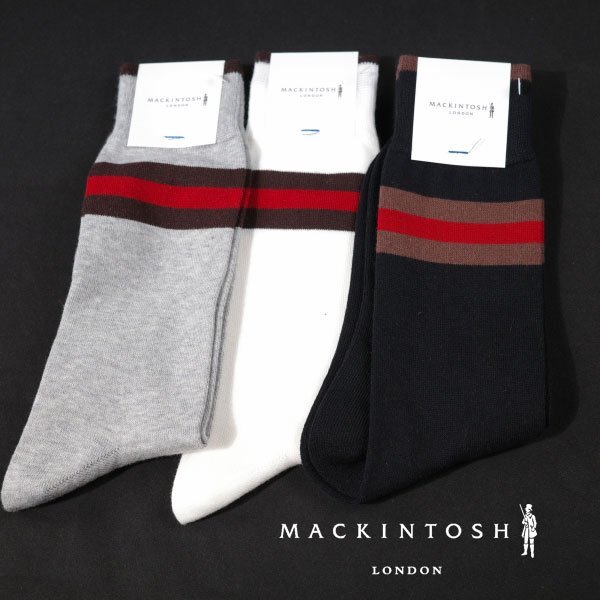 新品1円~★定価4,950円 MACKINTOSH LONDON マッキントッシュ ロンドン メンズ 日本製 3足セット ボーダー ソックス 靴下25-27cm◆8294◆拍卖